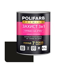 Емаль Polifarb Захист 3 в 1 антикорозійна чорна 0,9 кг - фото