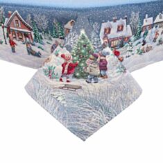 Скатертина новорічна гобеленова Limaso RUNNER1111-240 Зимова радість 137*240 см - фото