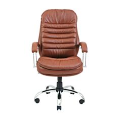 Кресло для руководителей Richman Валенсия хром коричневое - фото