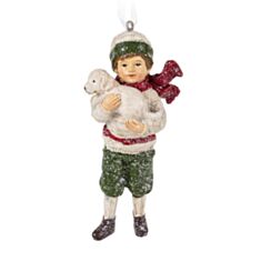Іграшка на ялинку Хлопчик з цуценям Elendekor 192-206-2 10,5 см - фото