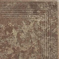 Клинкерная плитка Paradyz Ilario brown ступень угловая 30*30 см коричневая - фото