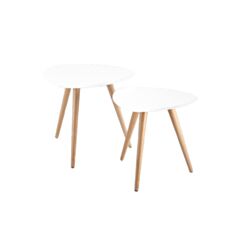 Комплект журнальных деревянных столиков Marie M5 белый/дуб - фото