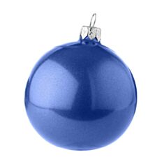 Ялинкова іграшка скляна ручної роботи "Недекорована" Orbital 6 см темно-блакитний металік - фото