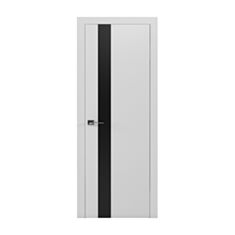 Міжкімнатні двері Zahid Doors Ultra №2 600 мм Біла емаль чорне скло - фото