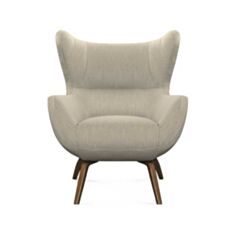 Кресло Челентано с деревянными ножками молочное - фото