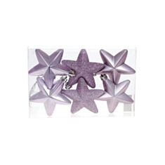 Набор елочных украшений Звезды BonaDi 147-817 7,5 см 6 шт фиолетовый - фото