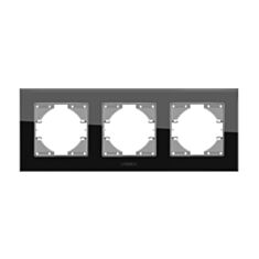 Рамка трехместная Videx Binera стекло черная - фото