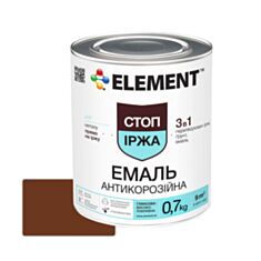 Эмаль антикоррозионная Element 3 в 1 Стоп ржавчина темно-коричневая 0,7 кг - фото