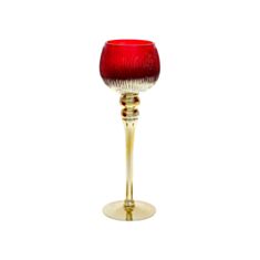 Підсвічник скляний BonaDi 527-732 30 см червоний з золотом - фото