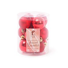 Набор елочных шаров пластиковых красные BonaDi 147-471 12 шт 4 см - фото