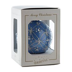 Елочная игрушка стеклянная ручной работы "Снежинка" Orbital 80 Д-201 голубой - фото