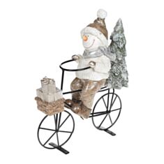 Декоративна статуетка Сніговик на велосипеді BonaDi 711-373 27 см - фото