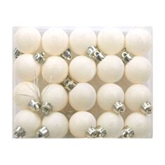 Набор елочных шаров пластиковых белые BonaDi 147-100 20 шт 3 см - фото