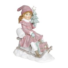 Декоративна статуетка Дівчинка з ялинкою на санчатах BonaDi 707-854 22 см - фото