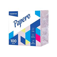 Серветки паперові Papero NS031 одношарові 24*24 см 100 шт білі - фото