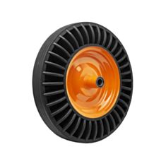 Колесо суцільногумове Квітка 4*8 без вісі 20 мм помаранчевий диск - фото