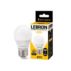 Лампа светодиодная Lebron LED L-G45 6W E27 4100K 480Lm угол 220° - фото