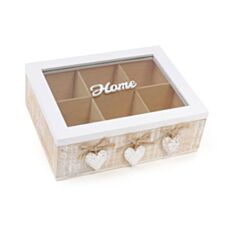 Коробка для чая BonaDi 493-704 "Home" деревянная со стеклянной крышкой - фото