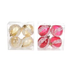 Набор елочных шаров BonaDi 105-150 6 см 4 шт 2 дизайна розовый и золотой - фото