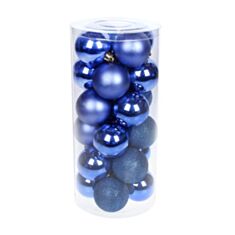 Набір ялинкових куль BonaDi 147-827 6 см 24 шт королівський синій - фото