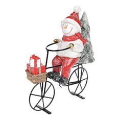 Декоративна статуетка Сніговик на велосипеді BonaDi 711-372 27 см - фото