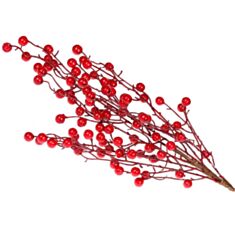 Декоративна новорічна гілка з червоними ягодами БД 901-022 70см - фото