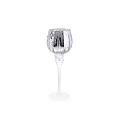 Підсвічник скляний BonaDi 527-770 35 см срібло антик - фото