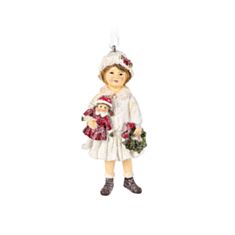Іграшка на ялинку Дівчинка з лялькою Elendekor 192-206-1 10,5 см - фото