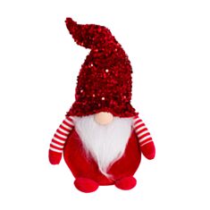 Іграшка новорічна м'яка Гном з паєтками BonaDi 877-315 45 см червона - фото