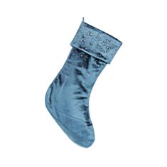 Новорічний оксамитовий чобіток для подарунків зі стразами BonaDi 592-125 45 см синій - фото