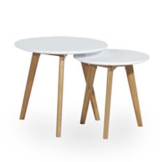 Комплект журнальних дерев'яних столиків Meet S3 білий - фото