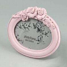 Фоторамка с цветами овальная розовая 013CT - фото