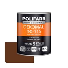 Емаль алкідна Polifarb DekoMal ПФ-115 коричнево-шоколадна 2,7 кг - фото