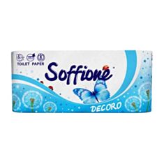 Бумага туалетная Soffione Dekor 8 шт синий - фото