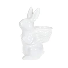 Фігурка-кашпо BonaDi 739-712 "Кролик з кошиком" 26 см біла - фото