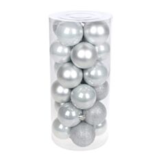 Набор елочных шаров BonaDi 147-193 6 см 24 шт серебряный - фото