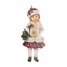 Іграшка на ялинку Дівчинка з муфтою Elendekor 192-206-3 10,5 см - фото