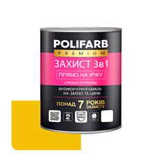 Эмаль Polifarb Защита 3 в 1 антикоррозионная желтая 0,9 кг - фото