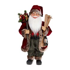 Новорічна іграшка Санта з ліхтарем та лижами BonaDi 845-253 60 см червона - фото