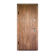 Дверь металлическая Министерство Дверей ПО-185V спил дерева коньячный/ясень 86*205 см левая - фото