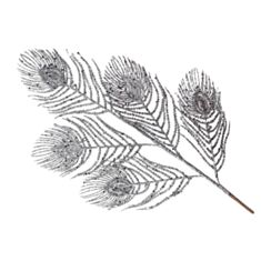 Декоративна новорічна гілка перо павича BonaDi 839-288 69 см графіт - фото