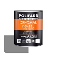 Эмаль алкидная Polifarb DekoMal ПФ-115 серая 0,9 кг - фото