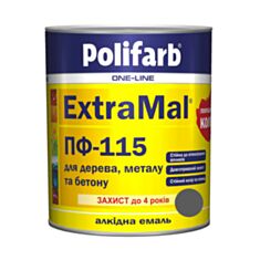Эмаль алкидная Polifarb ExtraMal ПФ-115 темно-серая 0,9 кг - фото