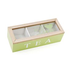 Коробка для чая BonaDi 443-555 деревянная со стеклянной крышкой - фото