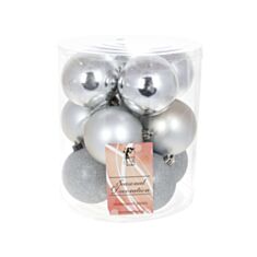 Набор елочных шаров BonaDi 147-887 8 см 12 шт серебряные - фото