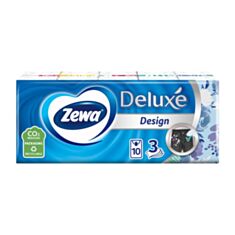 Хустинки носові Zewa Deluxe тришарові 10*10 шт - фото