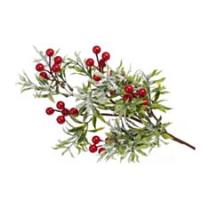 Декоративна новорічна гілка з листям та червоними ягодами Bonadi 903-549 53 см - фото