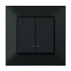 Выключатель двухклавишный Panasonic Arkedia Slim с подсветкой черный - фото