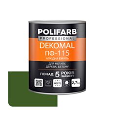 Эмаль алкидная Polifarb DekoMal ПФ-115 темно-зеленая 2,7 кг - фото