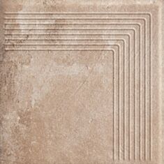 Клинкерная плитка Paradyz Scandiano ochra ступень угловая 30*30 см коричневая - фото